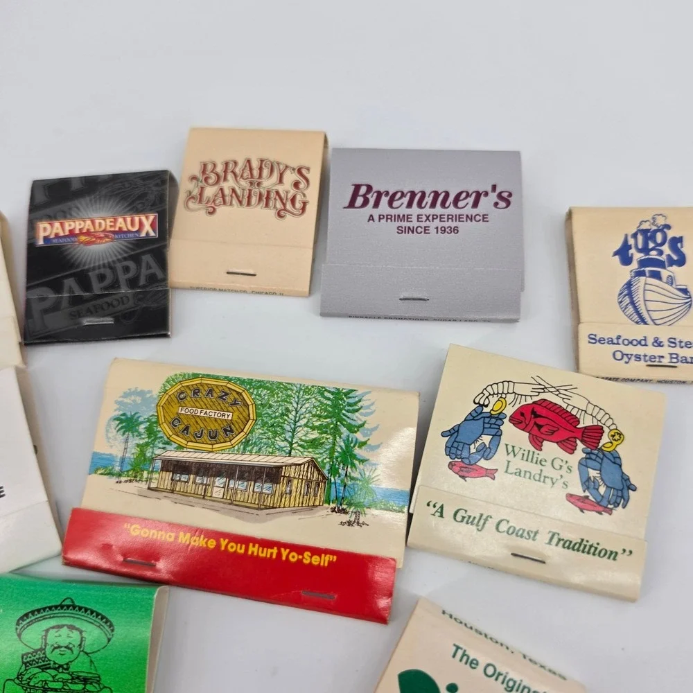 Vintage Texas Restaurant Matchbook Lot 10pc Houston Pappadeaux Kirbys Brenners